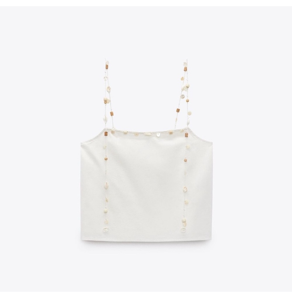 Zara White Shell-Detail Tank